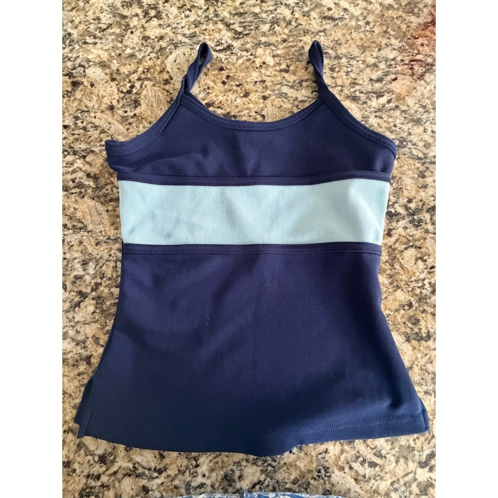 Vintage Joule Navy Blue Y2K Tank Top Light Blue Stripe Made in USA Womens M